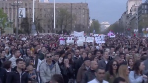 Поредна събота на протести в Сърбия разказва БНТ Демонстрацията беше