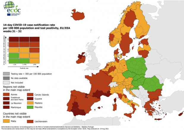 От вчера България светна в червено на европейската ковид карта  