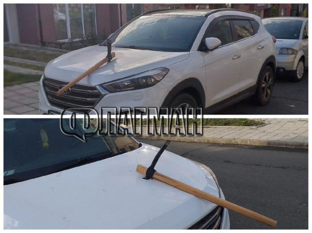 Комплексар заби кирка върху колата на украинска майка с деца в