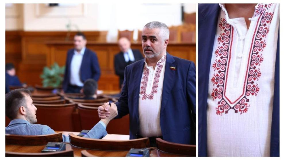 Патриотизъм в парламента: Депутат събра погледите с извезана с шевици риза