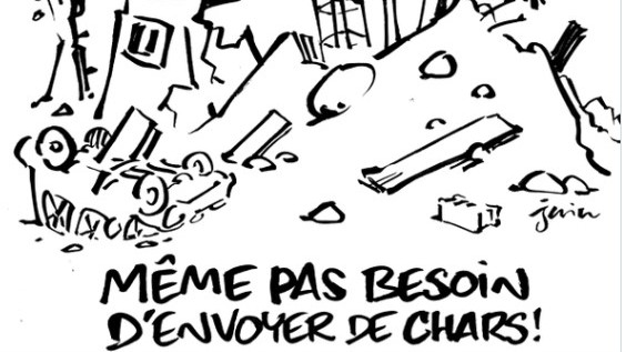 Шарли Ебдо с безжалостна карикатура: Дори няма нужда да пращаме танкове