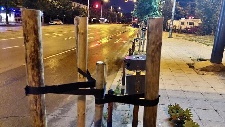 Безумие: Служители на фирма отрязаха дръвчета, защото пречили на билборд в София