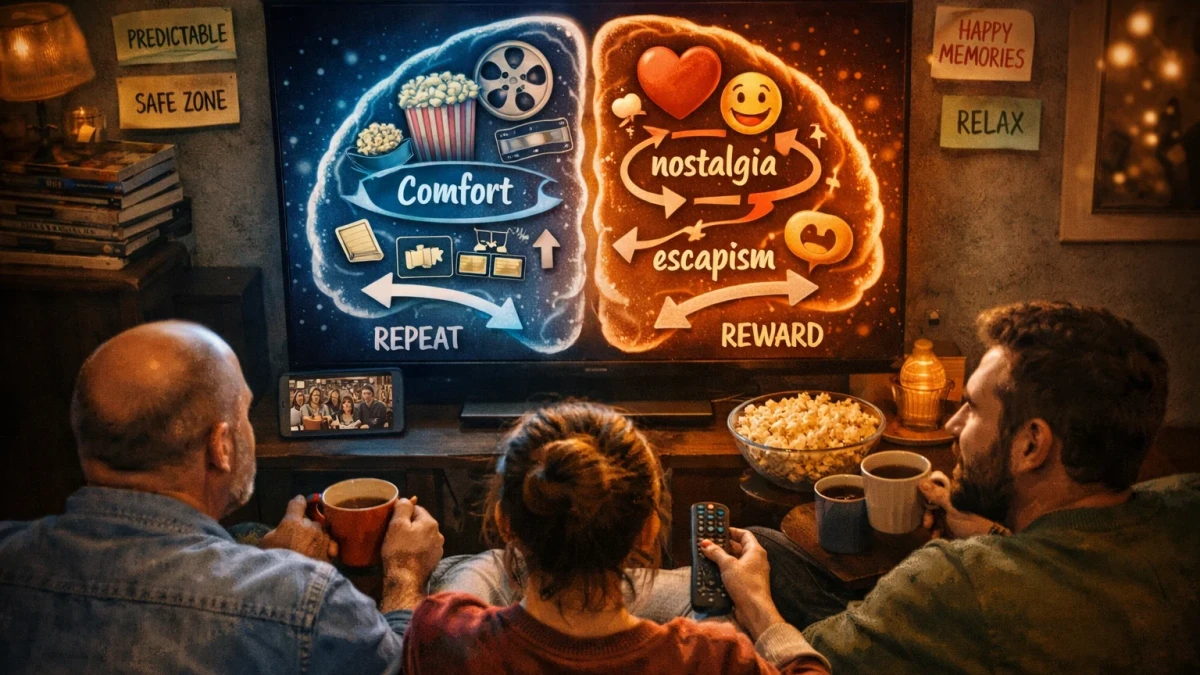 Психологията зад многократното гледане на едно и също предаване или сериал