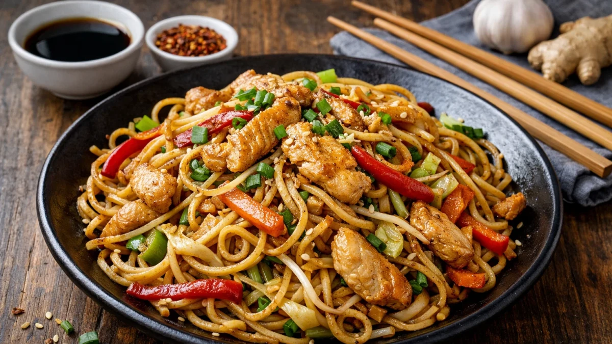 Китайски нудли с пиле по класическа рецепта