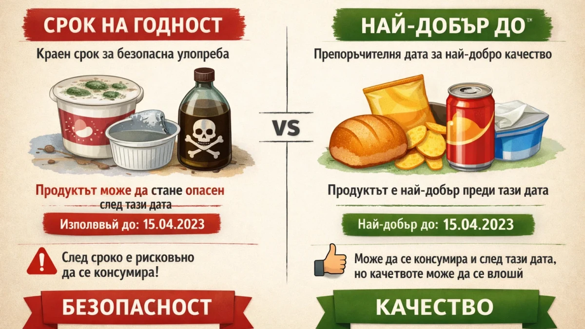 Каква е разликата между “срок на годност” и “най-добър до”?