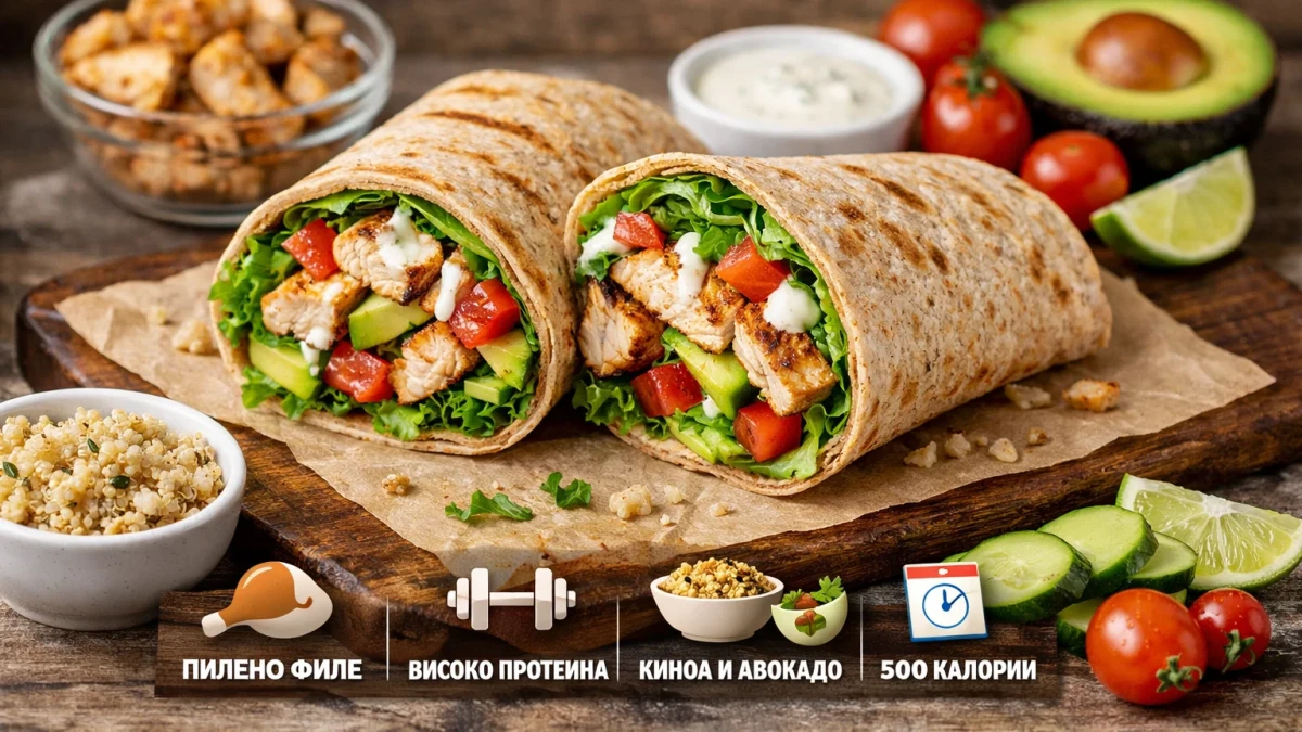 Рецепта за протеинова тортила с пиле за обяд