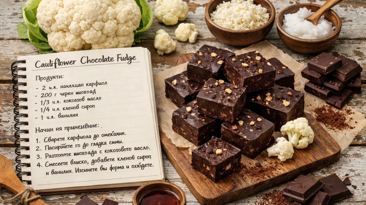Рецепта за фъдж с карфиол и черен шоколад – неочаквано здравословно изкушение
