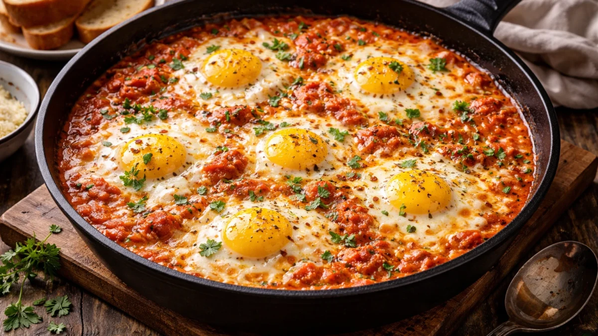 Рецепта на деня: Варени яйца в доматен сос с кашкавал и сметана