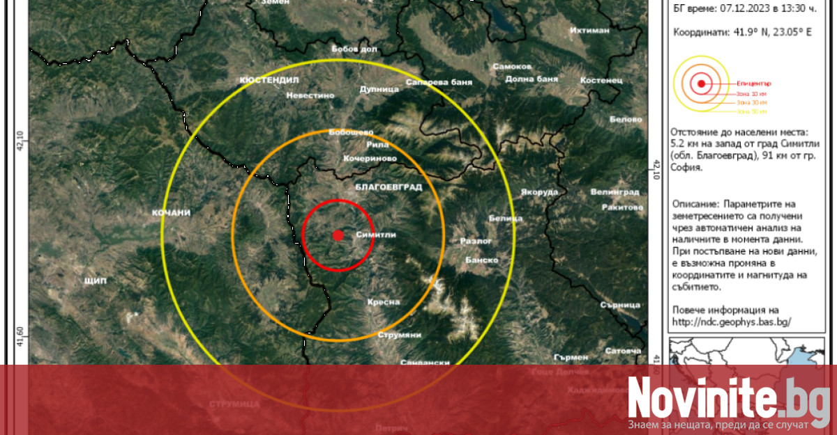 Две земетресения са регистрирани край Симитли за по малко от 10