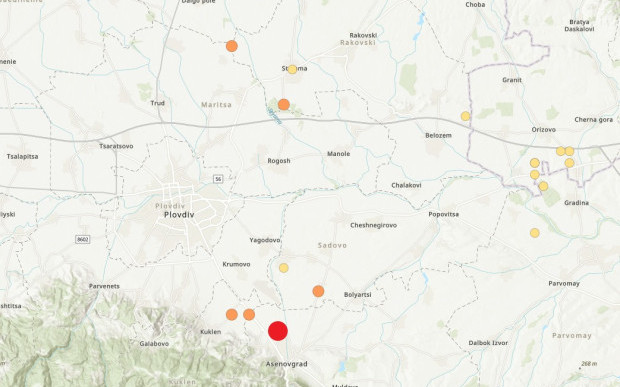 Пуснаха карта с всички земетресения около Пловдив за последните 22 години