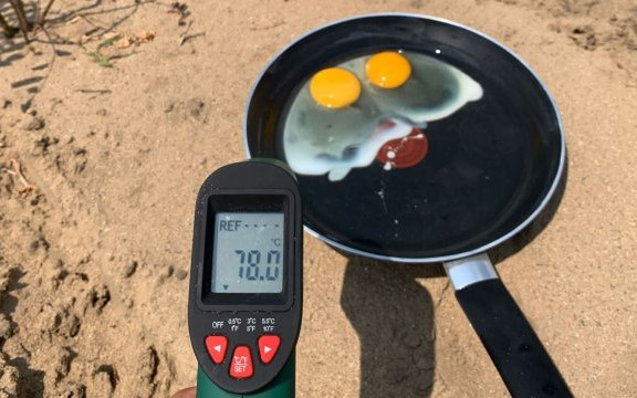 Невиждан пек! Яйца на очи при 78 градуса на пясъка  (СНИМКИ)