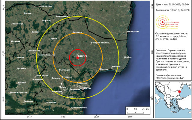 Земетресение люшна Североизточна България