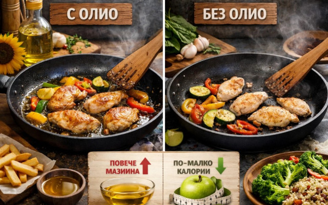 Каква е разликата между готвене с олио и без олио и кое е по-добре