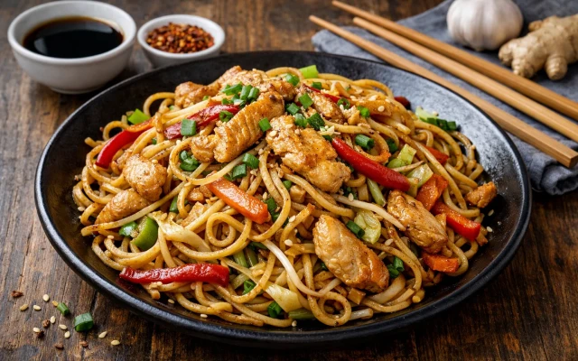 Китайски нудли с пиле по класическа рецепта