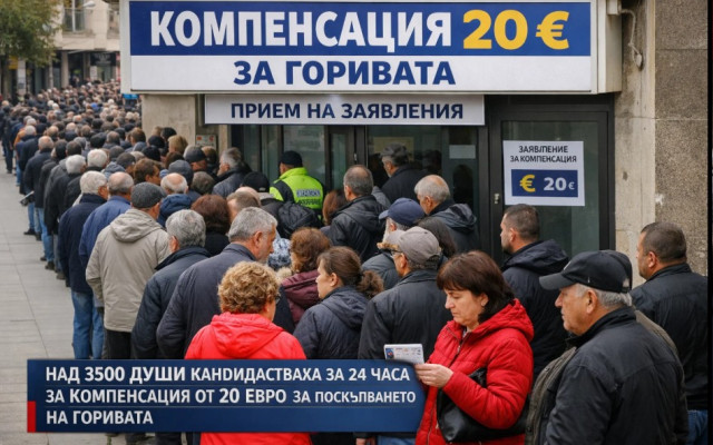 За по-малко от 24 часа над 3500 души кандидатстваха за компенсация от 20 евро за поскъпването на горивата