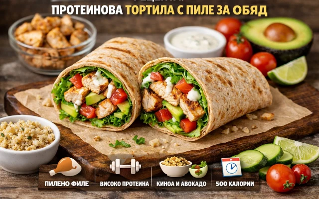 Рецепта за протеинова тортила с пиле за обяд