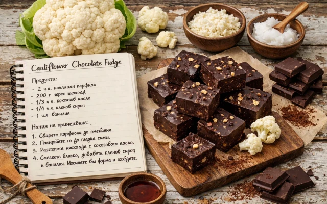 Рецепта за фъдж с карфиол и черен шоколад – неочаквано здравословно изкушение