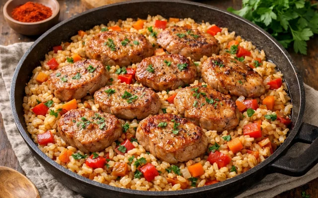 Крехки свински филенца с ориз – класическа рецепта