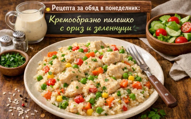 Рецепта за обяд в понеделник: Кремообразно пилешко с ориз и зеленчуци