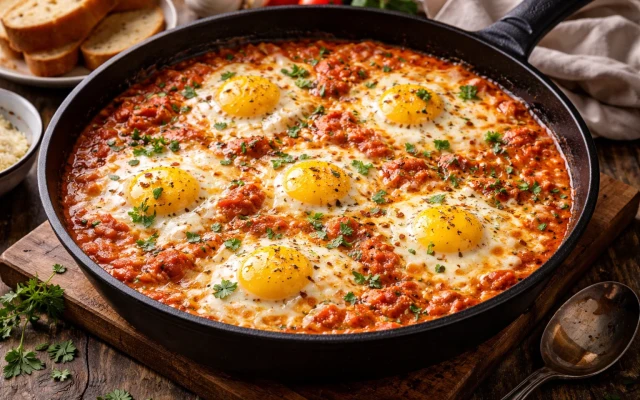 Рецепта на деня: Варени яйца в доматен сос с кашкавал и сметана