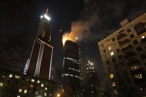 Пожар горя в центъра на Москва