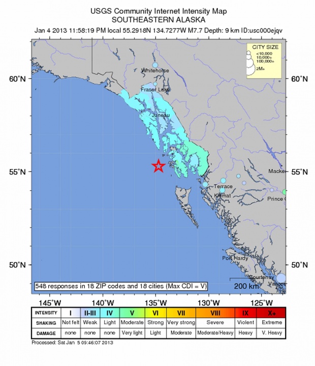 Силно земетресение разлюля Аляска
