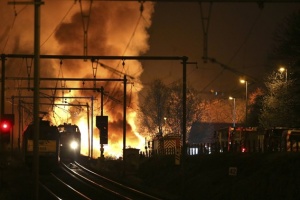 Влак с химически товар се възпламени с Белгия