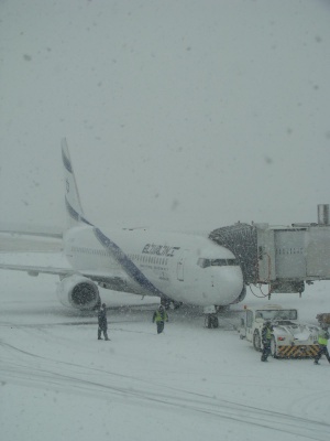 Сняг затрупа Москва, десетки полети са отменени