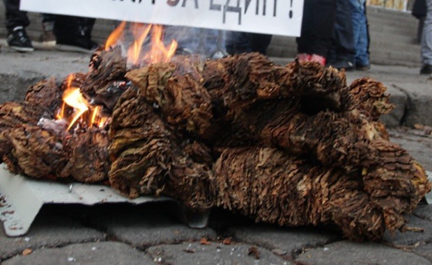 Пламнаха бали с тютюн на площада в Хвостяне