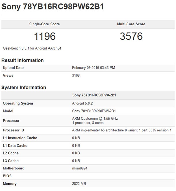 Появиха се тестове на Sony Xperia Z4