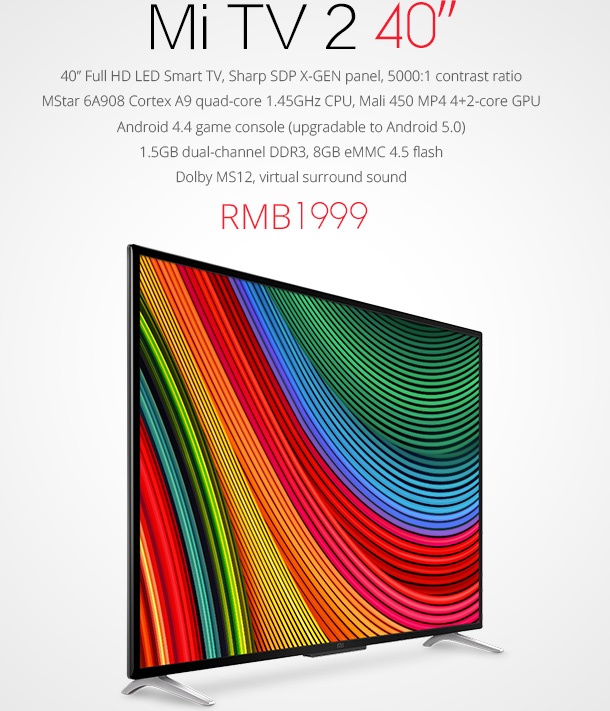 Xiaomi Mi TV 2 е с диагонал 40” и струва само 295 евро