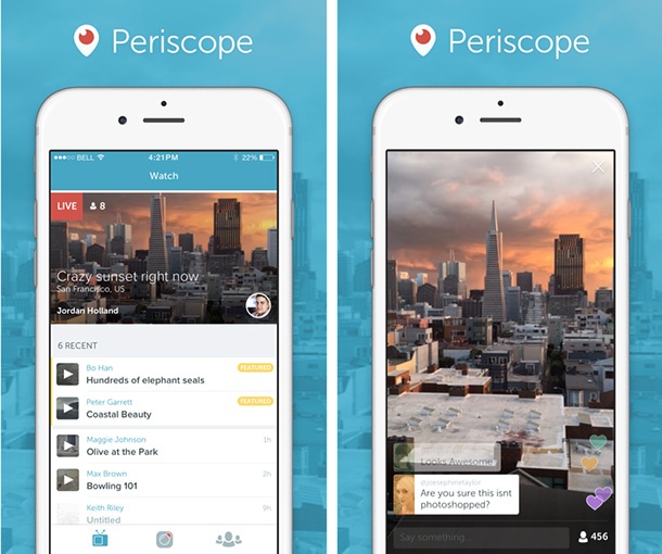 Приложението Periscope дава възможност за стрийминг на видео в Twitter