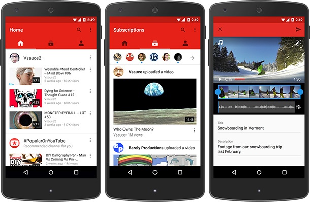 Мобилното приложение на YouTube получи нов дизайн