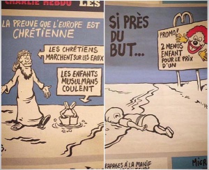 "Срам за Шарли ебдо!" в социалните мрежи заради карикатури с малкия Айлан