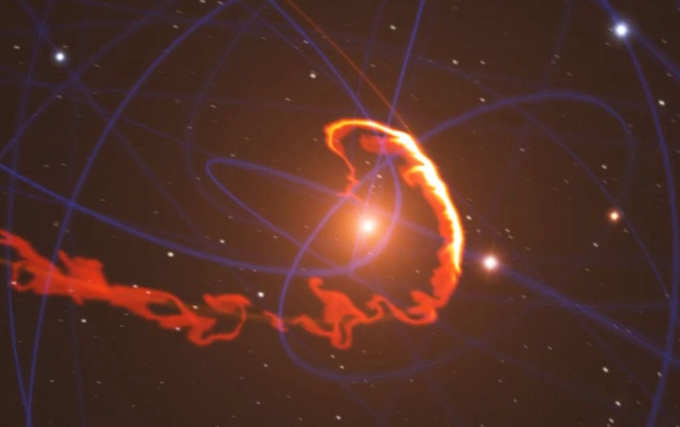 Черна дупка бълва газ в съседна галактика