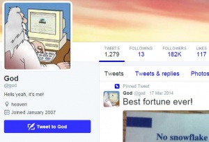 Хакери отмъкнаха акаунта на Бог в Twitter