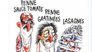 "Шарли ебдо" на съд заради карикатурата „Италианско меню“