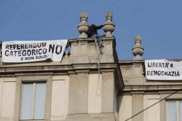 Адвински, който протестира на покрива в Милано, може да получи до 2 години затвор