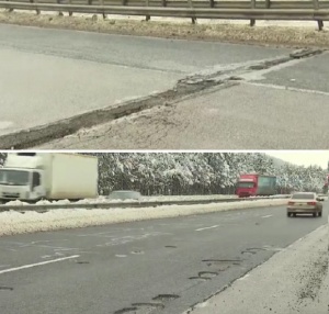 И магистрала "Тракия" се превърна в швейцарско сирене след снеговете