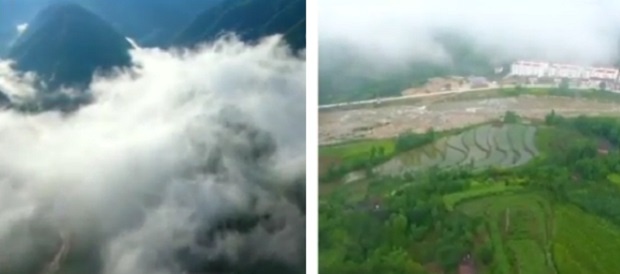 Проливните дъждове в Китай предизвикаха красив феномен