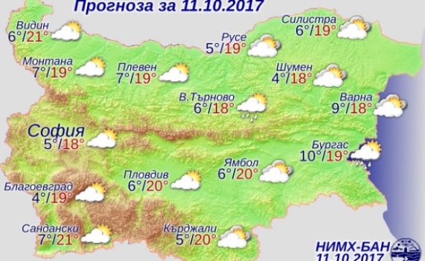 Временни увеличения на облачността и слаб дъжд на места