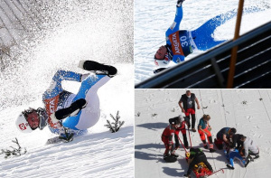 Олимпийски шампион по ски скокове с кошмарно падане с над 100 км/ч ВИДЕО
