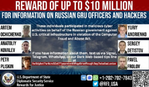 САЩ обявиха награда от 10 млн. долара за 6-ма от руското ГРУ