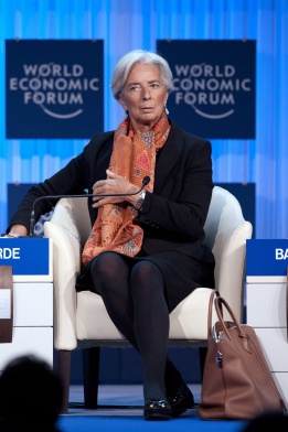Директорът на Международния валутен фонд Кристин Лагард по време на Световния икономически форум в Давос, Швейцария.