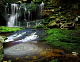 Първият и най-посещаваният водопад от четирите Elakala Falls в Западна Вирджиния.