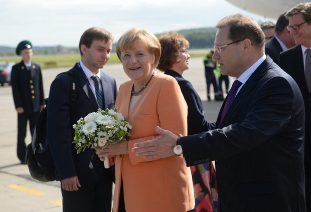 Германският канцлер Ангела Меркел пристига на срещата на Г20 в Санкт Петербург, Русия