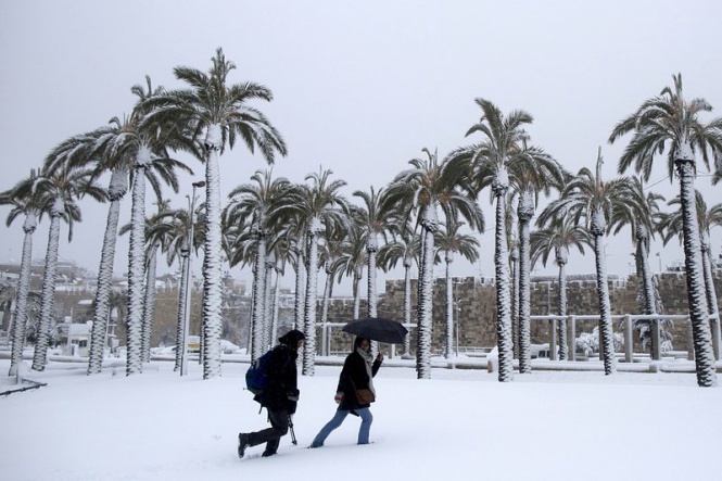 Снежна буря изненада Йерусалим, Израел