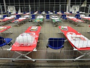 Временни легла за бежанци, разположени в Ерфурт, Германия.